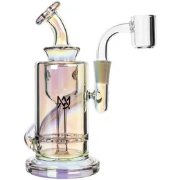 18 cm de altura Percolator Tubos de água Reciclador Bongudas Shisha Smoking Pipe Bubbler Gross Gross Dab Plata