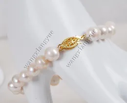 89 mm genuino natural blanco Akoya pulsera de perla cultivada 75quot a mano anudada7677453