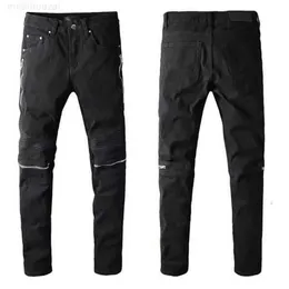 Jeans da uomo 2022 Jeans da uomo firmati Hip-hop Fashion Zipper Hole Wash Jean Pants Retro Strappati Cuciture da uomo Design da motociclista Cool Slim Pantfg54