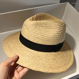 Geniş Memlu Şapkalar Büyük Rafya Yaz Şapkası Kadın Caz Straw Tatil Plaj Kapağı Ladies Panama Koruma UV Güneş Toptan Damla