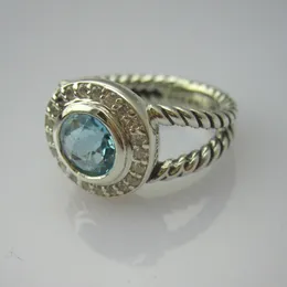Vintage 925 Sterling Silver 8mm turkosa ringar för kvinnor ädelstenring varumärke smycken ametist svart onyx blå topas citrinring