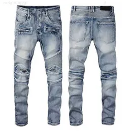 Мужские джинсы 2022 Дизайнерские джинсы Mens Jeans Hip-Hop Fashion Zipper Hole Wash Jean Pants Retro разорванные складные складки мужчины дизайн мотоцикле
