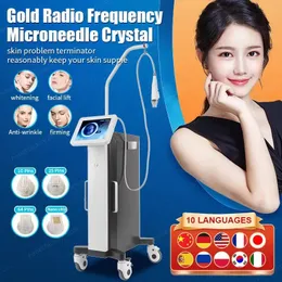 Beauty Items Vertical Gold Radio Frequency Microcrystal RF Frequency Skin Tightening Microneedling Machine For Beauty-Salon
