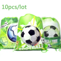 Gift Wrap 10pcs/lot Happy Birthday Events Party Boys Kids Favors Football Theme Mochila Baby Shower Decorate Soccer Drawstring Gifts Bags 221202