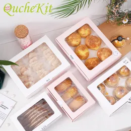 Gift Wrap 10Pcs Baking Boxes And Packaging Egg Yolk Crisp Candy Cookie Cake With Clear Window Cupcake Birthday Party Favor Decor 221202