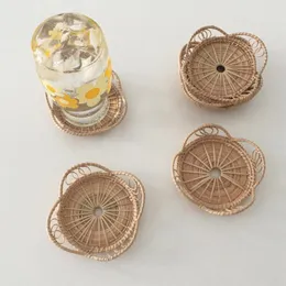 Tischsets, umweltfreundlich, 2 Stück, modern, gewebt, für Kaffee und Getränke, Tischsets, Boho-Stil, Rattan-Untersetzer, Retro für die Küche