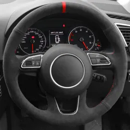 Customized Car Steering Wheel Cover Non-Slip Suede Braid For Audi Q3 2011-2018 Q5 2012-2017 Q7 2011-2015 SQ5