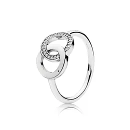 925 Sterling Silver Logo Double circle RING with Original Box for Pandora CZ Diamond Fashion Party Jewelry For Women Men Rings Girlfriend Gift
