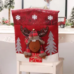 Stol täcker evenemangsfest 1 bit matsal jul bakåt täcke Santa Snowman Dinner Kitchen El Holiday