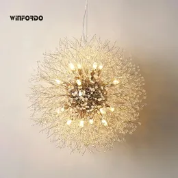 Chandelier Modern Crystal Dandelion Lighting Pendant Lamp For Living Room Dining Home Decoration WF P40GD Winfordo 221203