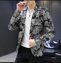 Men's Blazer Hot-Selling Floral Print Fashion Business Casual Coat handsome Men's Slim Suit Jacket Large Size Banquet Wedding Party Dress 3XL for gentleman male