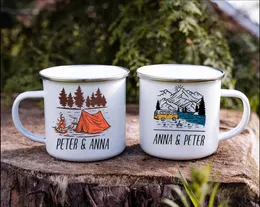 Tazze personalizzate da campeggio a smalto tazza di tazza di roulotte tazza da campo da campo da viaggio per montagna per esterni per amante