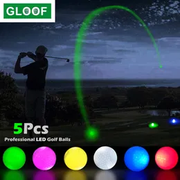 Golf Balls 5Pcs Professional LED Luminous Night Reusable And Long-lasting Glow Training Practice 221203
