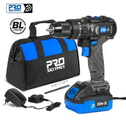 Electric Drill Brushless Hammer 60NM Impact Cordless Screwdriver 3 Function 20V Steel Wood Masonry Tool By PROSTORMER 221202