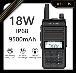BAOFENG 18W 9500MAH WALKIE TALKIE X3 PLUS Triband Ham CB Radio IP68 Waterproof High Power Long Range VHF UHF Transceiver 128CH4491170