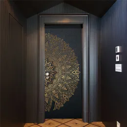 Other Decorative Stickers Bohemia Simple Mandala Pattern Door Sticker Grey and Golden Painting Yoga Living Room Bedroom Home Interior Art Decal Decor 221203