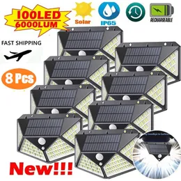 Decorações de jardim 2468pcs 100 LEDs de parede solar luminária externa lâmpada pir moving sensor de luz solar para 221202