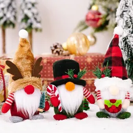 Juldekorationer Lattice Hat Forest Old Man Faceless Gnome Doll Gifts Xmas Ornaments for Home Antlers Dwarf Rudolph ￅr 2023