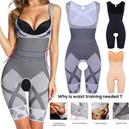 Kvinnors shapers Shapewear Women Full Body Shaper Slimming Bodysuit Open Crotch Corset Midje Trainer Formning Underkläder Postpartum Recovery Mante 221202