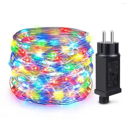 Strängar 10 m 20m 30m 50 m 100 m LED Copper Wire String Lights Fairy Light Waterproof för utomhus julhelgbröllopsdekor EU/US Plug