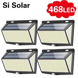 Trädgårdsdekorationer 468 LED Solar Light Human Body Sensor 288 Lamp IP65 Outdoor Automatic Justera Brightness Street 221202