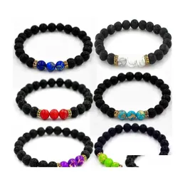 Contas de 6 estilos charme 7 chakra lava stone miçangas pulseiras de ioga de ioga de ioga difusor para homens jóias jóias presentes de natal gota del dhvwi