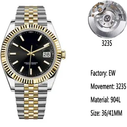 Top V11 Erkekler Lüks İzle EW Fabrika Safir Cam DateJust ETA3235 Otomatik Hareket Su Geçirmez İzle 904L Orijinal Toka Kılıfı