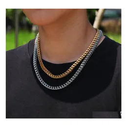 Kedjor 6mm m￤n kedja guldton rostfritt st￥l kubansk vattent￤t hiphop trottoarkl￤nk halsband mens smycken droppleverans halsband pendan dhswx