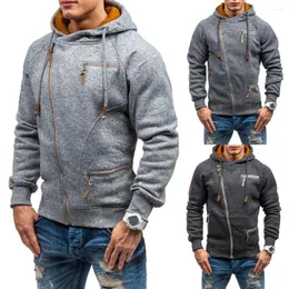 Men's Jackets Winter For Men Hoodies Casual Side Zip Placket Solid Color Long Sleeve Hooded Sweatshirts Outwear Chaquetas Hombre
