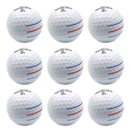 Golf Balls 12 Pcs 3 Color Lines Aim Super Long Distance 3-piecelayer Ball for Professional Competition Game Brand 221203