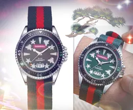 Gli amanti del lusso ape stella grandi orologi al quarzo uomini e donne coppie diamanti anello rosso blu cintura in pelle di nylon braccialetto d'oro di moda orologio da donna regali montre de luxe