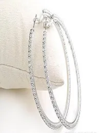 Silvertone Big Circle Ladys Basketball Brincos de argolas com strass de cristal Earring1699116