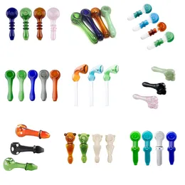 Headshop214 Kaşık kase sigara içme borusu yaklaşık 4.1/5.5 inç dab teçhizat cam borular yan hava deliği düz hava akışı 20 model