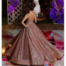Modern Rose Gold African Reflective Quinceanera Dresses P￤rlade kristaller Backless Sequined Prom -kl￤nningar glittrande formell festkl￤nning