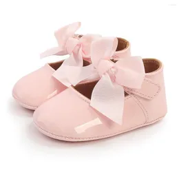 Primi Camminatori Nati Neonate Scarpe da Principessa Abito con Fiocco Rosa Pelle PU Gomma Suola Morbida Antiscivolo Camminatore per Bambini 0-18 Mesi