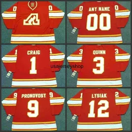 Hockey Jersey 1 Jim Craig 12 Tom Lysiak 9 Jean Ponovost 3 Pat Quinn Atlanta 1980 Vintage Away Hockey Jersey S-3xl