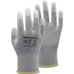 Anti static gloves 13 pin carbon silk finger dipped PU PM309 Work gloves