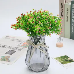 Dekorativa blommor 1/5/12st Artificial Simulation Plants Fake Flower Small Bonsai Green Grass Plastic Plant Wedding Home Table Decorations