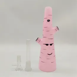 2022 9 인치 3D 애니메이션 선인장 핑크 컬러 OEM 두꺼운 유리 잔 물관 담배 담배 담배 담배 담배 연기 파이프 봉은 미국 창고