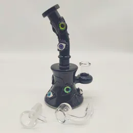 8 Zoll 20 cm 3D Black Mass Eye Ball Monster Glasbong Wasserpfeifen Shisha Recycler Joint Smoking Bubbler 14 mm Schüssel und Banger US-Lager
