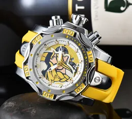 INVICTO Sports Mens Relógio de Quartzo Reserva Bolt Zeus Personalidade Grande Dial 57MM Hora Mundial Faixa de Borracha com caixa original