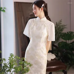 민족 의류 2023 스프링 중국 전통 드레스 Cheongam Qipao rendos de Mujer Robe Chinoise for Women Noche Wedding