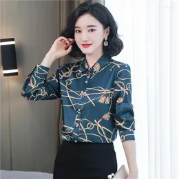 Blouses feminina Drop Spring Summer Summer outono Runway Graceful Rope Print Collar Manga Longa Partem feminina Casual OL Workwear Top Shirt Blouse