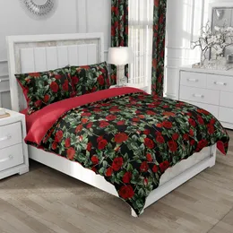 Zestawy pościeli nordycka lniana kołdra Queen Euro 240x220 Rozmiar zestawu łóżka kocowe kołdra pokrowce na łóżka domowe kwiatowa róża 221206