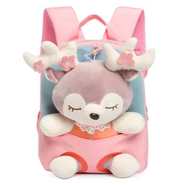 Sırt çantaları sevimli tek boynuzlu at öğrenci okulu kız karikatür mini kürk okul çantası Kidergarten bebek peluş çanta oyuncak çocuk hediyesi 221203