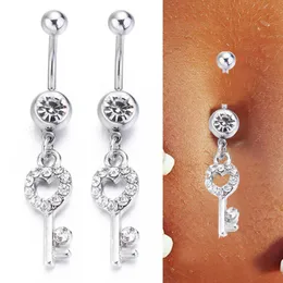 Herzförmiger Schlüssel Navel Ring Glockenklingeln menschliche Frauen Körperschmuck