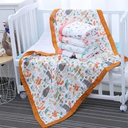 Coperte Swaddling 110x110cm 120x150cm 6 Strati Mussola Ragazzo Ragazza Bambini Bambini Dormire Swaddle Asciugamano da bagno 100% Cotone nato Wrap Baby 221203