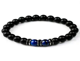 Натуральный камень матовой черный Onyx Tiger039s Beads Bracelet Мужчины Пара подарочные чары Strand Diy Beaded Bangle для женщин Men1431782