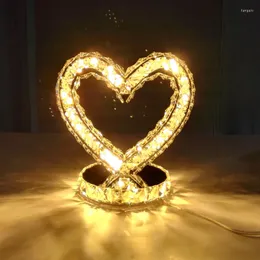 Lampy stołowe nowoczesne kryształowe lampa sercowa stal nierdzewna