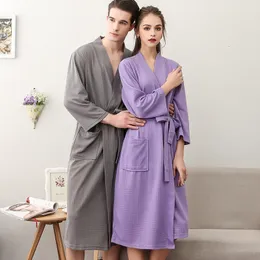 Hemkläderälskare Summer Waffle Bathrobes Män Kvinnor suger vatten Kimono Nattklänningar plus Spa Bath Robe 3XL 221202
